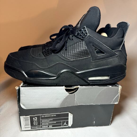 Size 12 - Nike Air Jordan 4 Retro Black Cat 2006 Men's Shoes - Picture 9 of 9